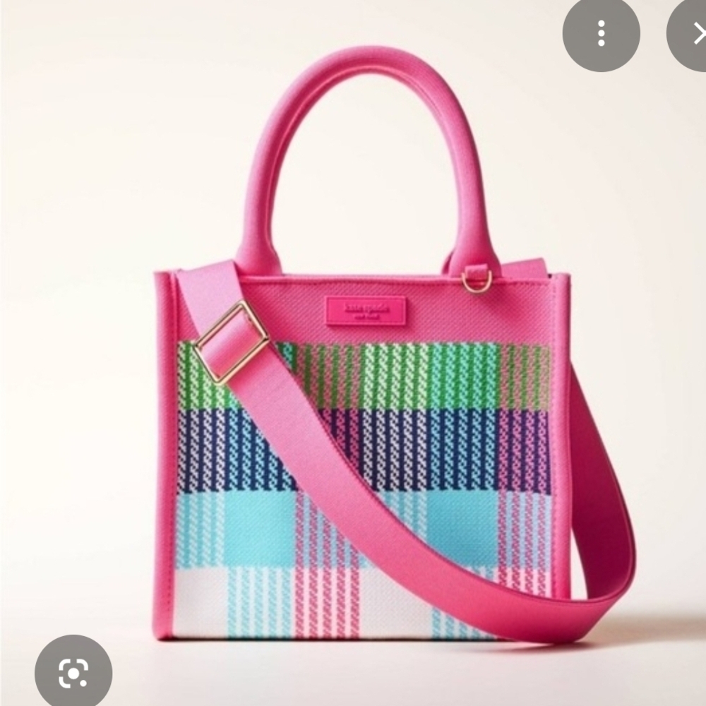 Kate Spade Pink Multicolor Plaid Tote